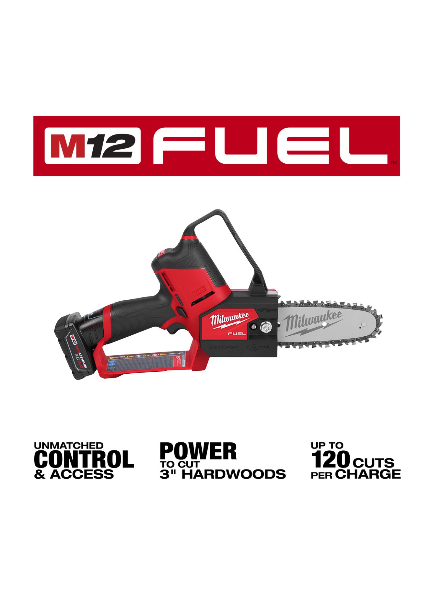 MILWAUKEE M12 FUEL HATCHET 6" Pruning Saw 4.0 AH Kit Contractor Cave
