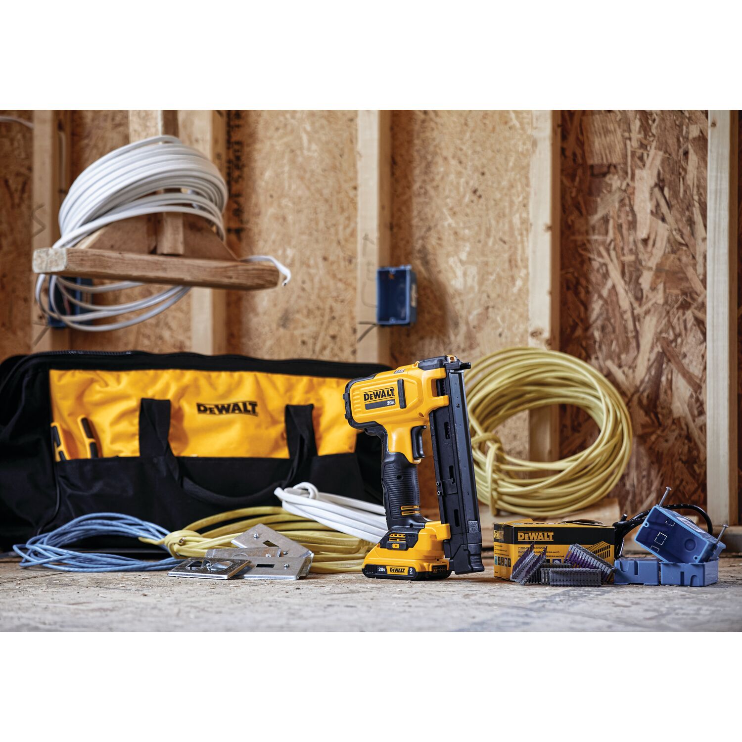 DEWALT 20V Brushless Electrical Wire Stapler Kit w/12.0AH Battery and