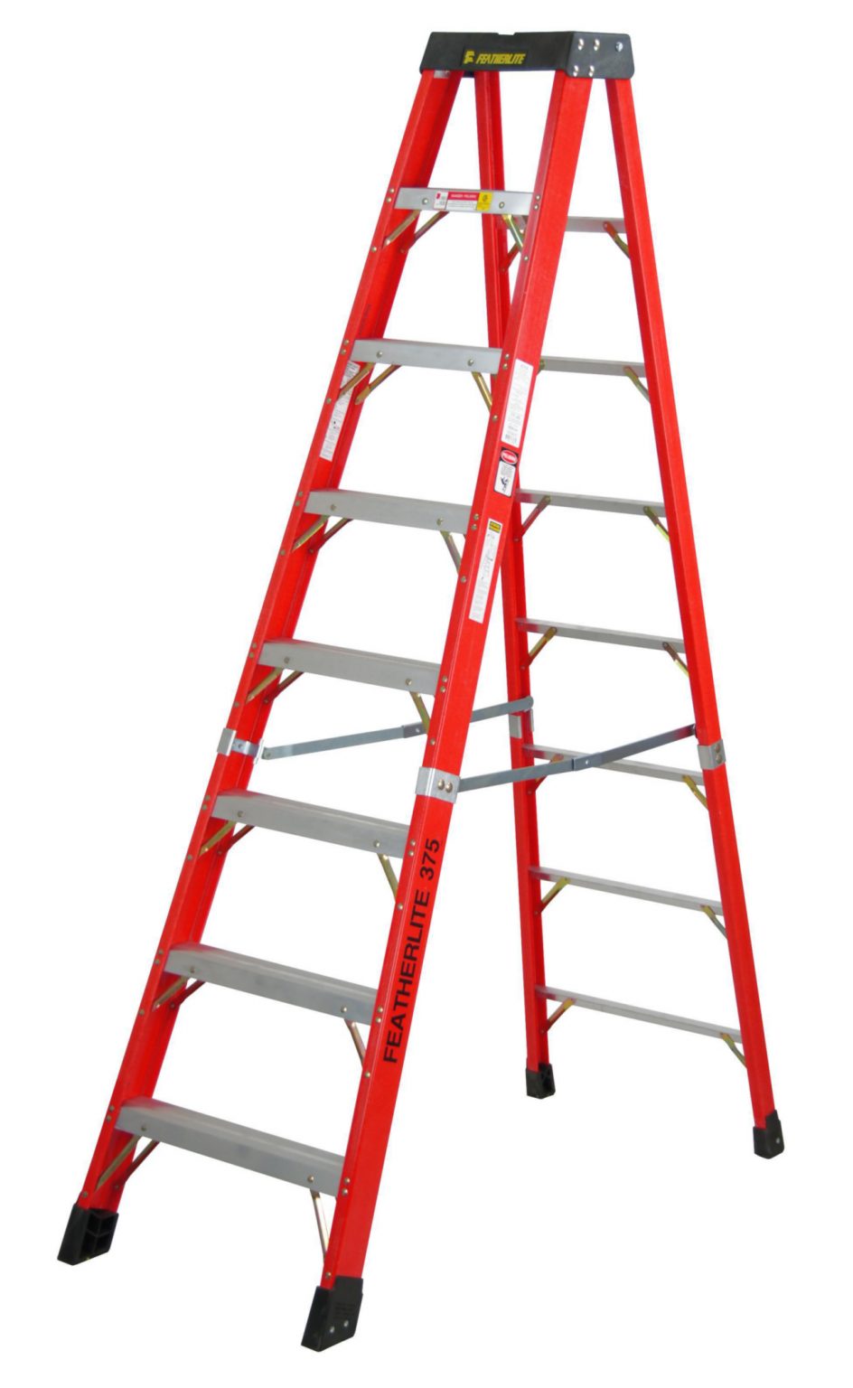 FEATHERLITE 12' ORANGE FIBERGLASS STEP LADDER 375 LB TYPE 1AA BRUTE