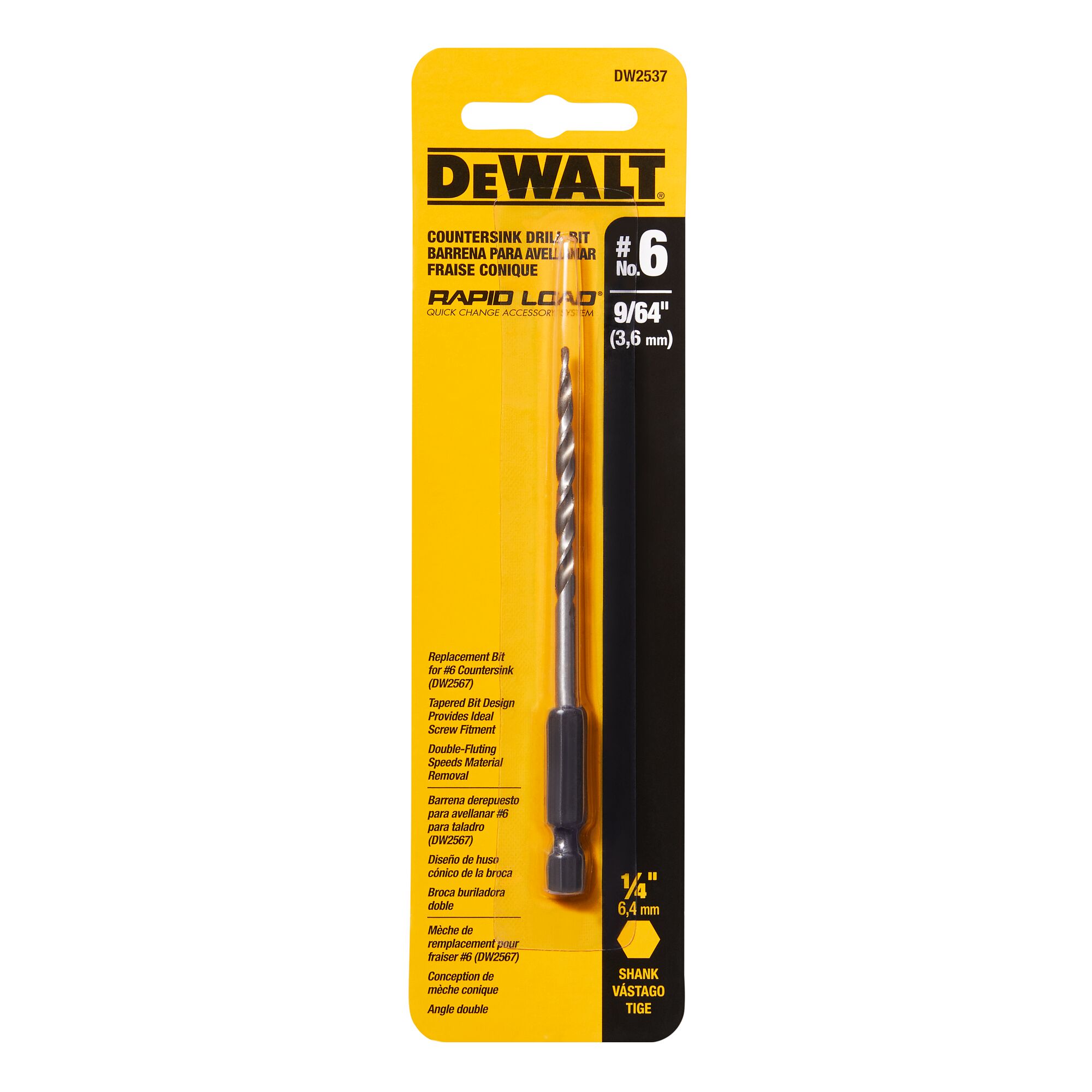 DEWALT® Countersink Bit 6 Rapid Load 9/64" Contractor Cave Tools