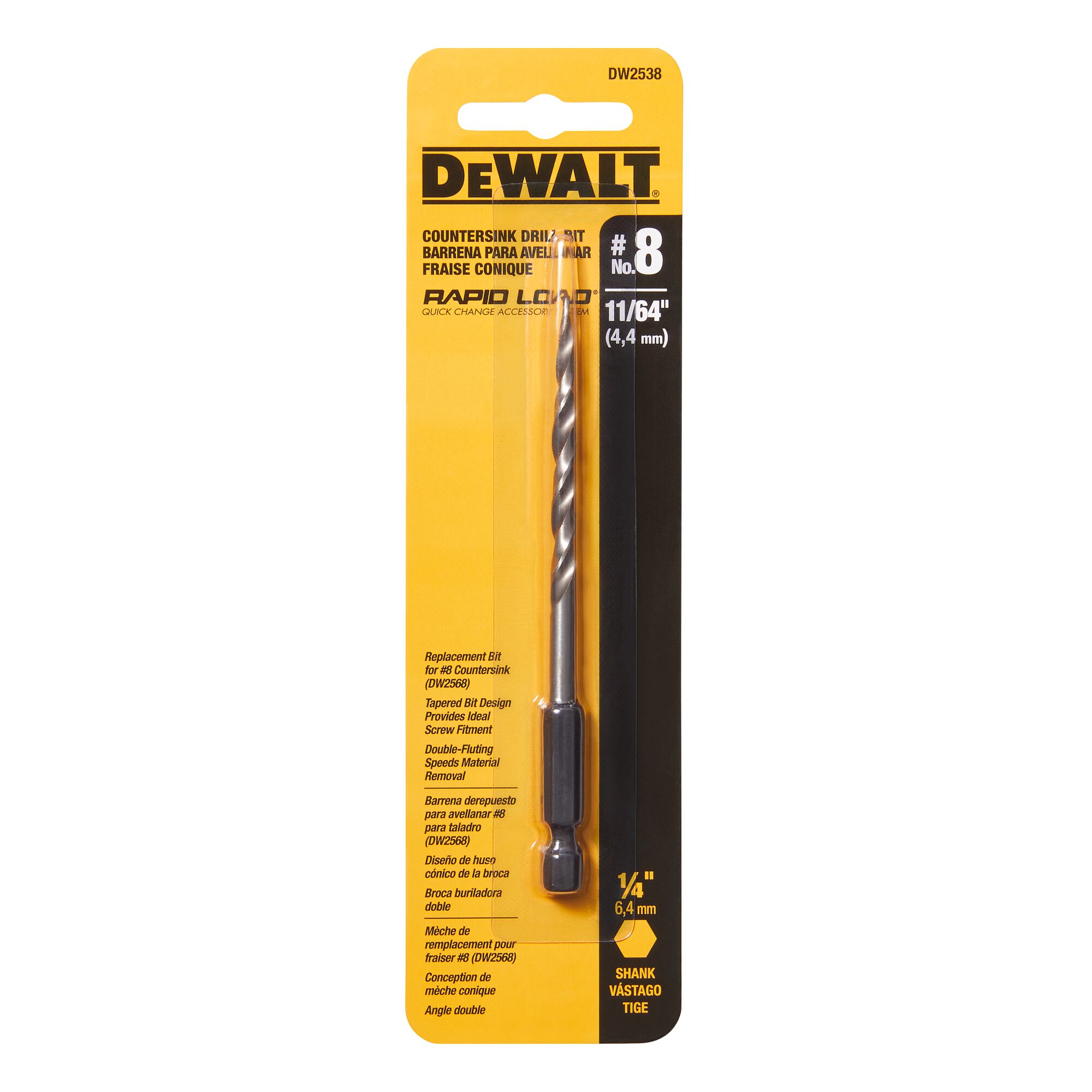 DEWALT® Countersink Bit 8 Rapid Load 11/64" Contractor Cave Tools