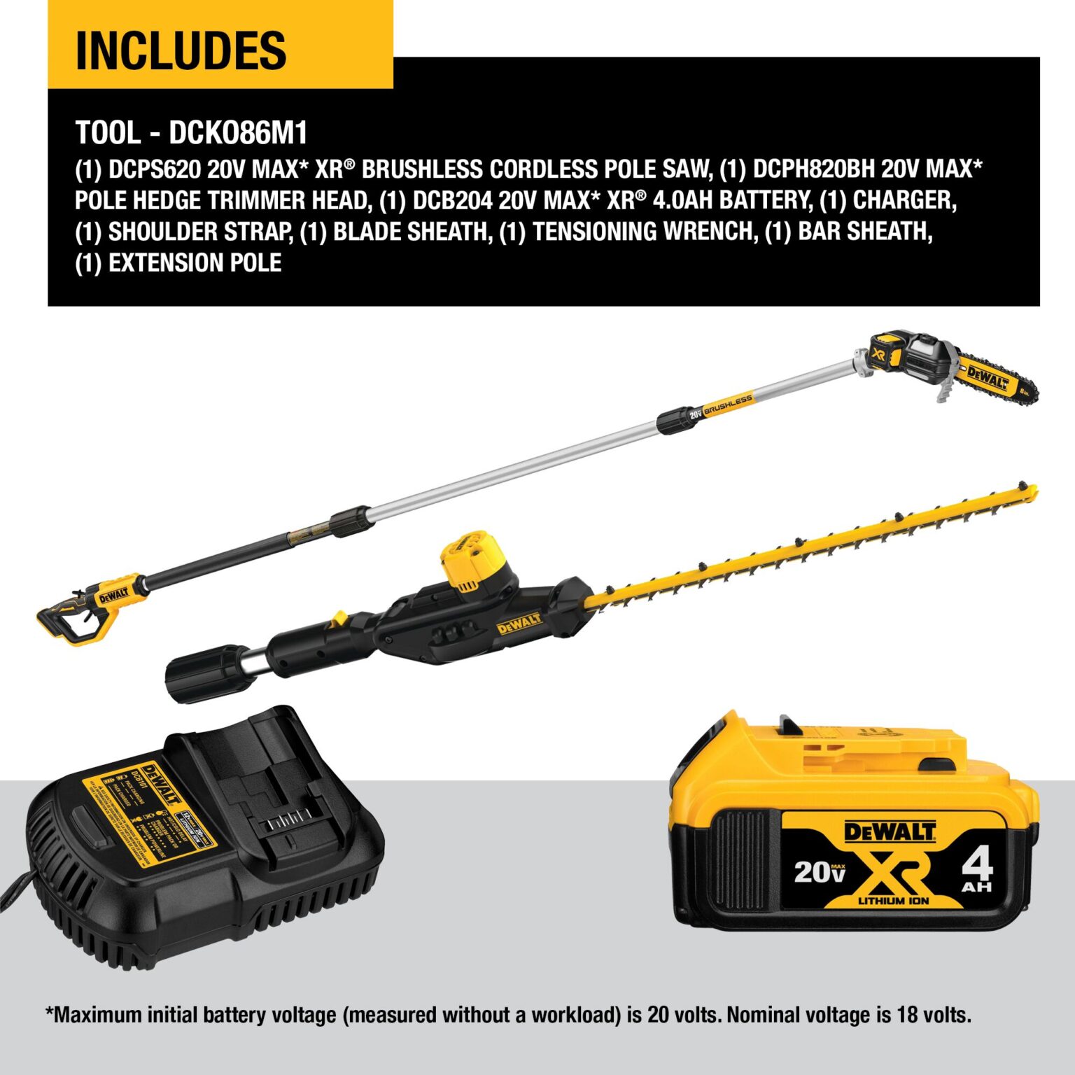 DEWALT® 20V MAX* Cordless Pole Saw and Pole Hedge Trimmer Combo Kit Contractor Cave Tools