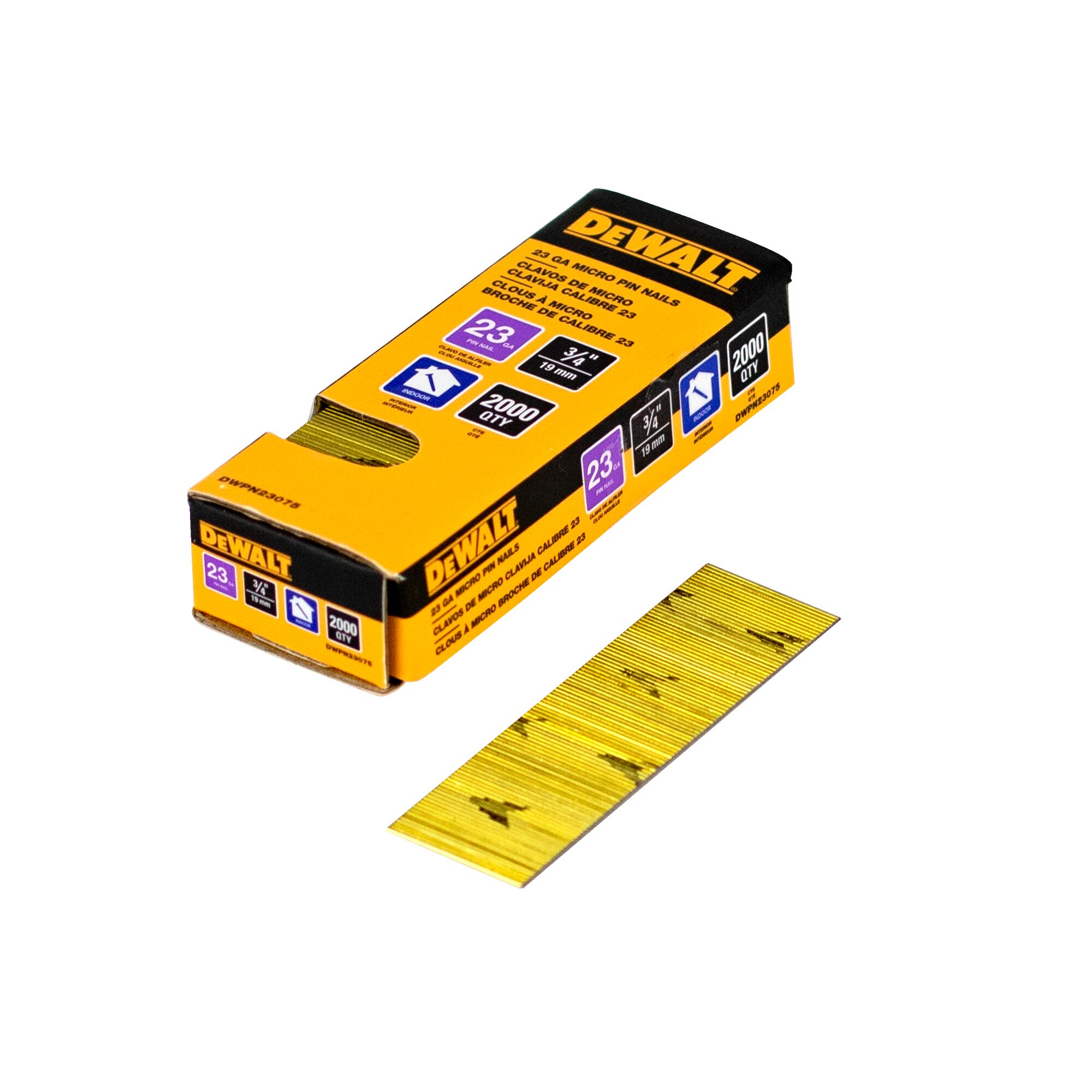 DEWALT 23Gauge 3/4inch Glue Collated Bright Pin Nails (2000 per Box