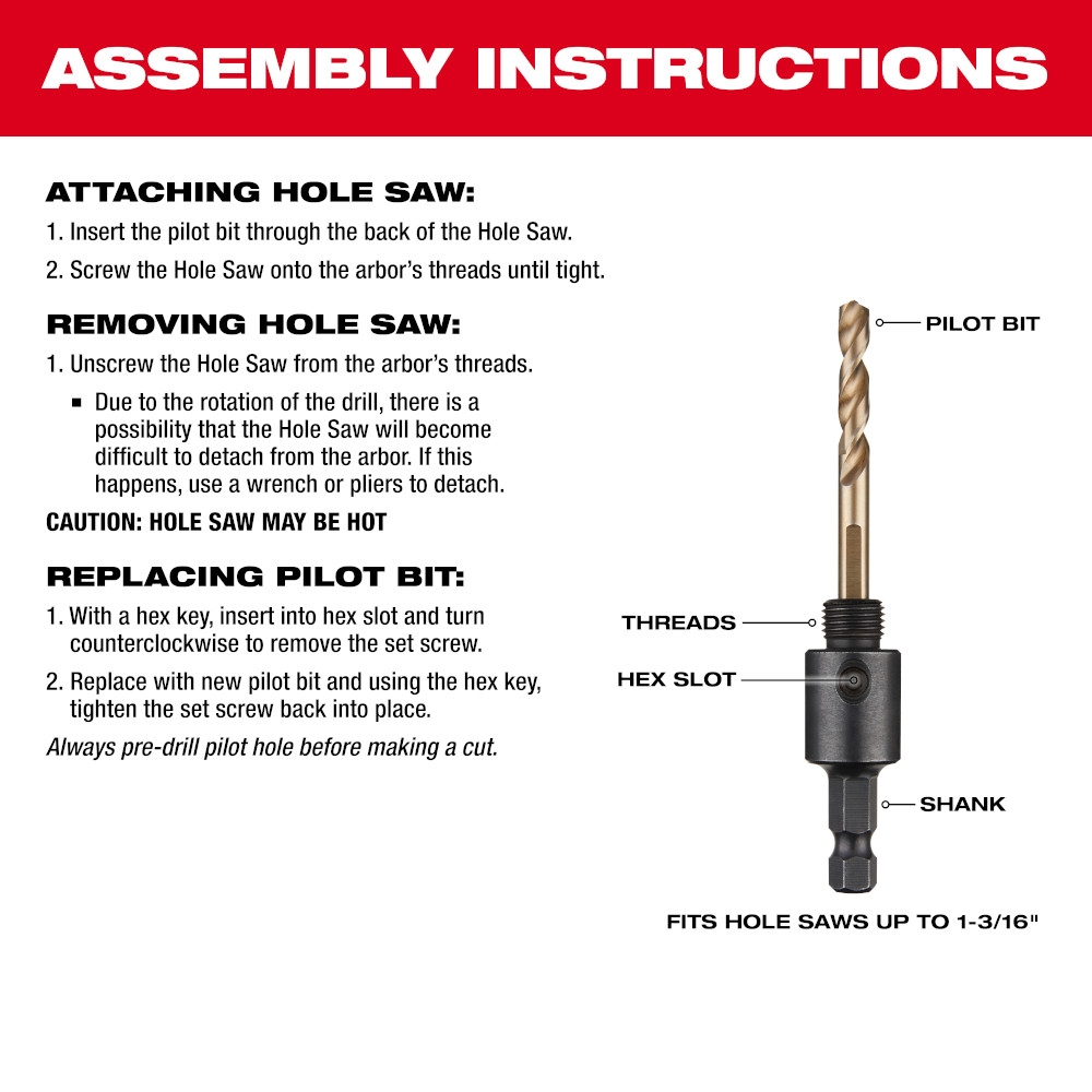 Small hole saw deals arbor