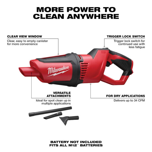 MILWAUKEE M12™ Compact Vacuum (Tool Only) 5