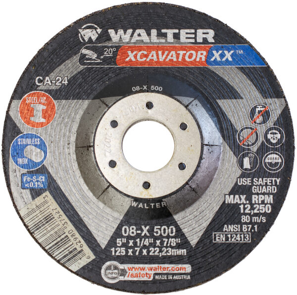 WALTER 5&#039;&#039; X 1/4&#039;&#039; XCAVATOR XX™ Ceramic Grinding Wheel 1