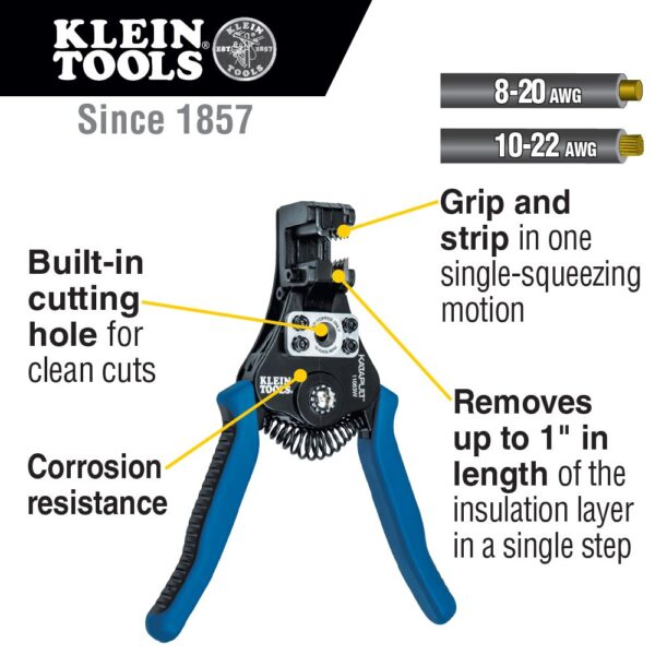 KLEIN Katapult® Wire Stripper &amp; Cutter for Solid &amp; Stranded Wire 6