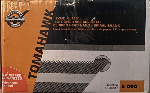 2-3/8" HDG Paper Strip Nails Spiral Shank 5M/Box 3