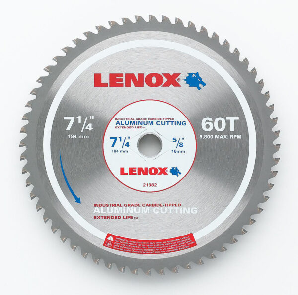 LENOX 7-1/4" Aluminum Cutting Saw Blade 60 Tooth 1