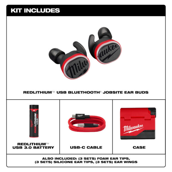 MILWAUKEE REDLITHIUM™ USB Bluetooth® Jobsite Ear Buds 4