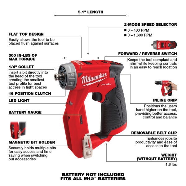 MILWAUKEE M12 FUEL™ Installation Drill/Driver (Tool Only) 2