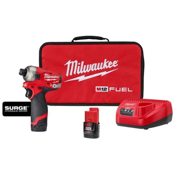 MILWAUKEE M12 FUEL™ SURGE™ 1/4&quot; Hex Hydraulic Driver 2 Battery Kit 1