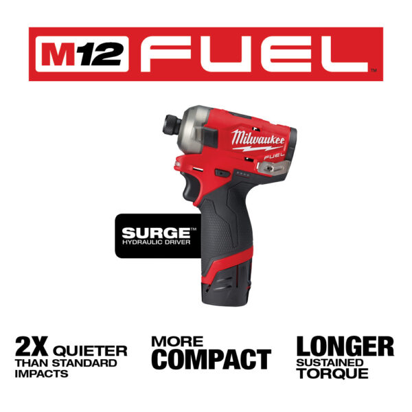 MILWAUKEE M12 FUEL™ SURGE™ 1/4&quot; Hex Hydraulic Driver 2 Battery Kit 3