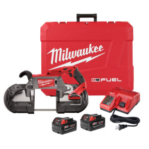 Milwaukee deep cut bandsaw, 2 batteries, battery charger, and case