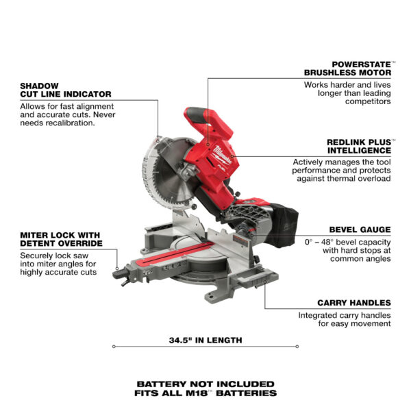 MILWAUKEE M18 FUEL™ 10" Dual Bevel Sliding Compound Miter Saw (Tool Only) 1