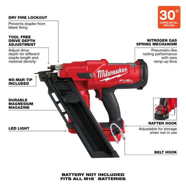 MILWAUKEE® M18 FUEL™ 30 Degree Framing Nailer (Tool Only) 2