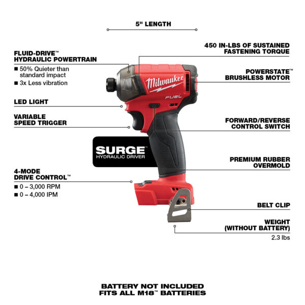 MILWAUKEE M18 FUEL™ SURGE™ 1/4&quot; Hex Hydraulic Driver (Tool Only) 2