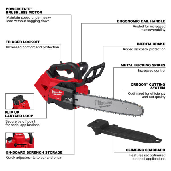 MILWAUKEE M18 FUEL 14&quot; Top Handle Chainsaw (Tool Only) 6