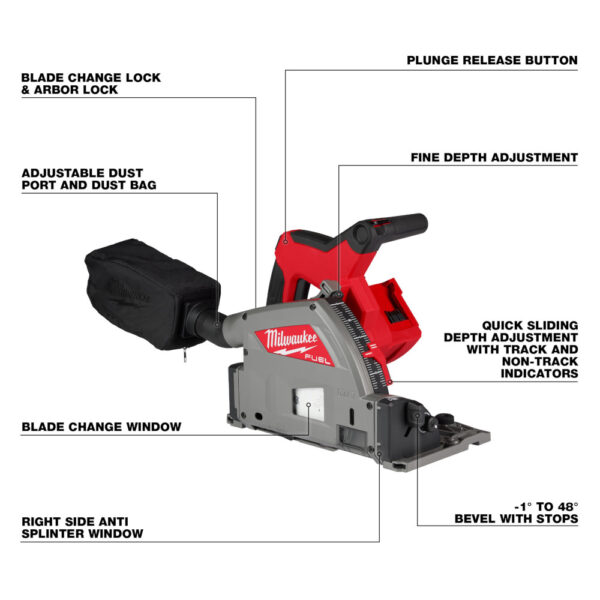 MILWAUKEE M18 FUEL™ 6-1/2” Plunge Track Saw (Tool Only) 2