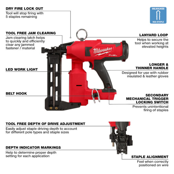 MILWAUKEE® M18 FUEL Utility Fencing Stapler (Tool Only) 4