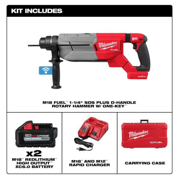 MILWAUKEE M18 FUEL™ 1-1/4” SDS Plus D-Handle Rotary Hammer Kit w/ ONE-KEY™ Kit 7