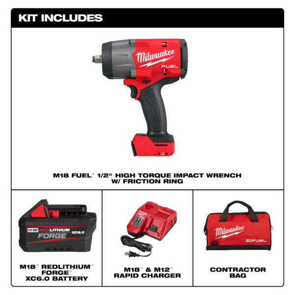 MILWAUKEE M18 FUEL™ 1/2" High Torque Impact Wrench w/ Friction Ring FORGE™ Kit 5