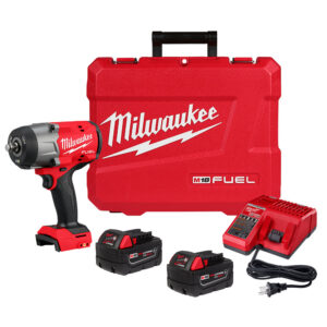 Milwaukee high torque impact wrench, 2 batteries, a charger, and carrying case