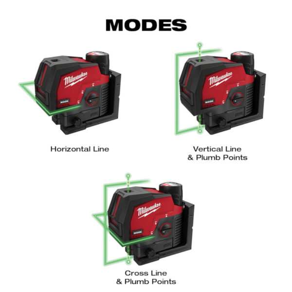 MILWAUKEE® M12™ Green Cross Line &amp; Plumb Points Laser Kit 10
