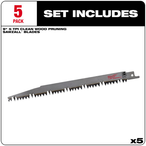 MILWAUKEE® 9" SAWZALL® Pruning Blades 5/PK 4