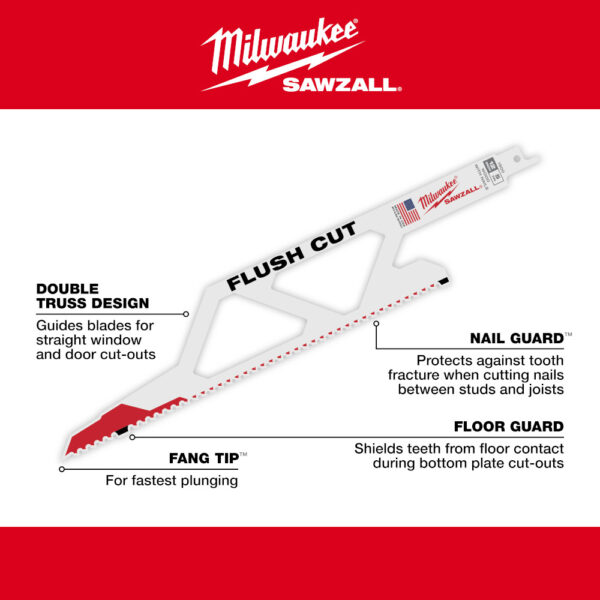 MILWAUKEE SAWZALL® Flush Cut Blade 4