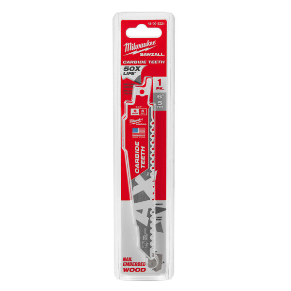 MILWAUKEE® 6&quot; SAWZALL® The AX™ with Carbide Teeth Wood Blade 5TPI 1/PK 2