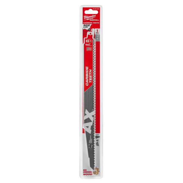 MILWAUKEE® 12&quot; SAWZALL® The AX™ with Carbide Teeth Wood Blade 5TPI 1/PK 2