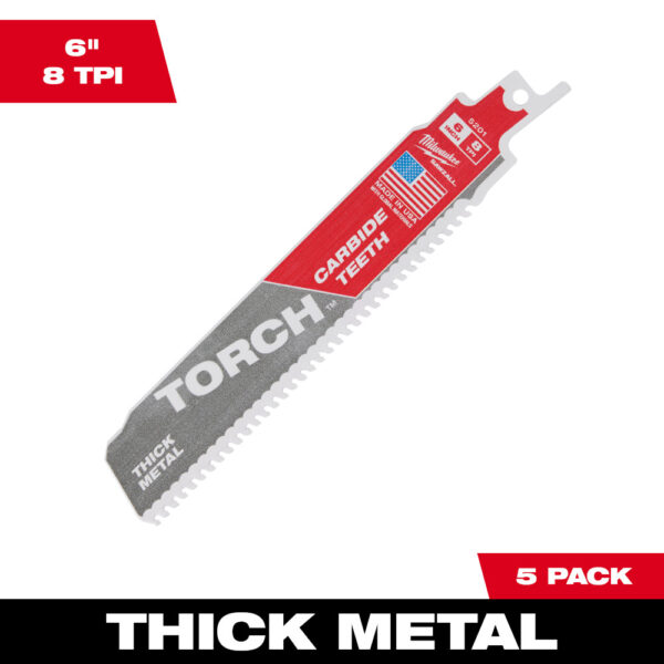 MILWAUKEE® 6" SAWZALL® TORCH™ Carbide Blades 5/PK 1