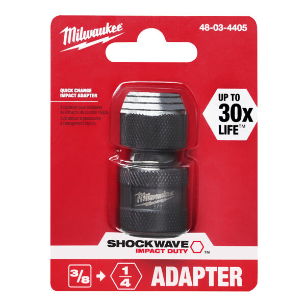 MILWAUKEE® SHOCKWAVE™ Impact Socket Adapter 3/8&quot; Square to 1/4&quot; Hex 2