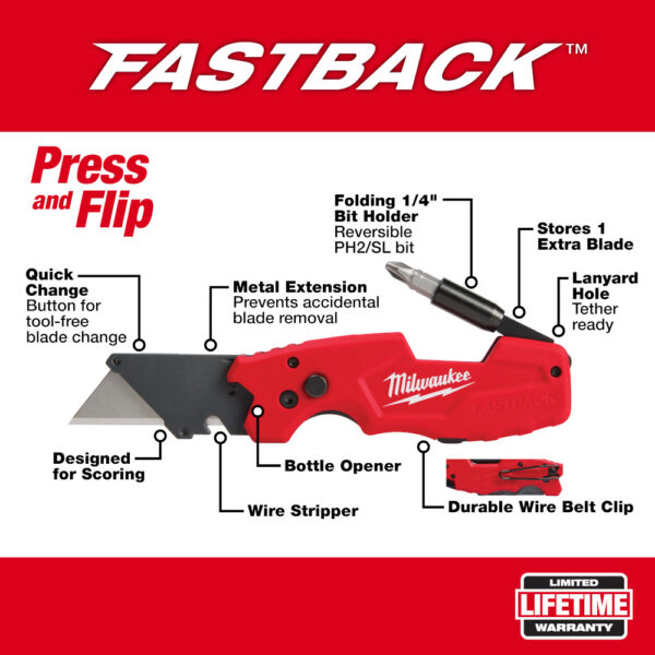 MILWAUKEE FASTBACK™ 6IN1 Folding Utility Knife 7