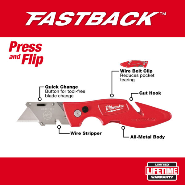 MILWAUKEE® FASTBACK™ Compact Folding Utility Knife 8