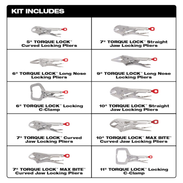 MILWAUKEE® TORQUE LOCK™ 10 Piece Locking Pliers Kit 3