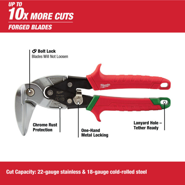 MILWAUKEE® Right Cutting Right Angle Snips 4
