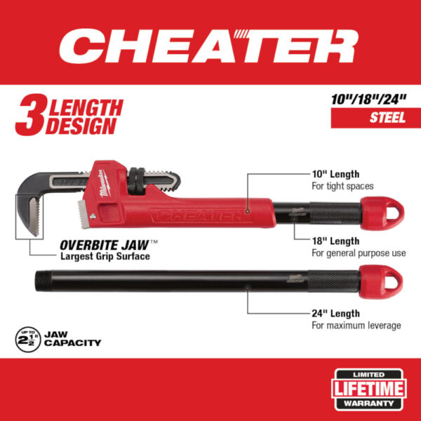 MILWAUKEE Cheater Steel Adaptable Pipe Wrench 4