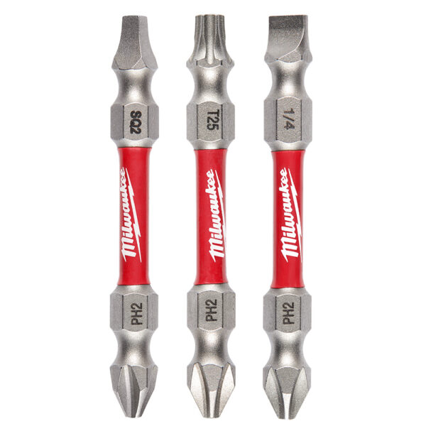 MILWAUKEE SHOCKWAVE Impact Duty™ PH2/SQ2/T25 Double Ended Bits 3PC 1