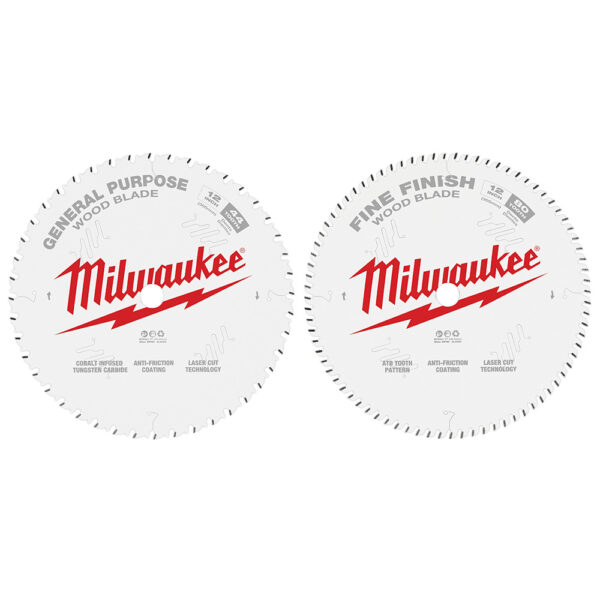MILWAUKEE® 12" Saw Blades 2 Pack (44T General Purpose + 80T Fine Finish) 2