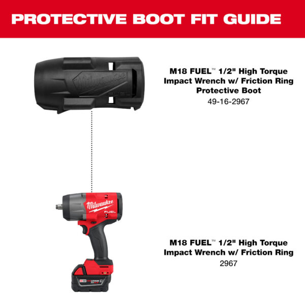 MILWAUKEE 1/2" High Torque Impact Wrench w/ Friction Ring Protective Boot 4