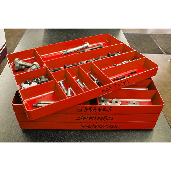  MLTOOLS Tool Drawer Organizer Tray - 10-Compartment Home &  Garage Tool Tray - Stackable Workbench Toolbox Organization Holder for  Small Parts, Batteries, Supplies - Made in The USA - OT10R Red 