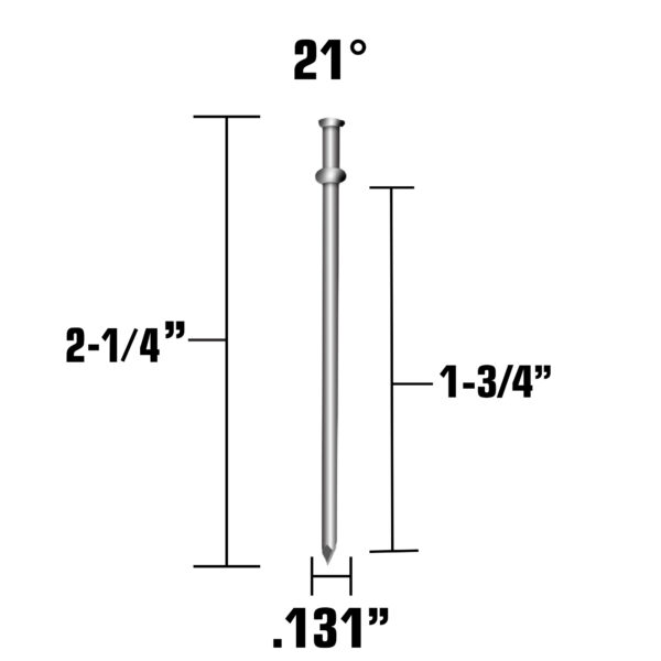 METABO Duplex Nails (2M) 2-1/4" x .131 - Driving Depth 1-3/4" - Image 2