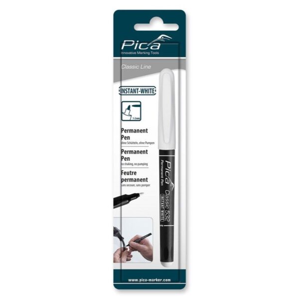 PICA Permanent Pen Bullet Tip Instant-White 1