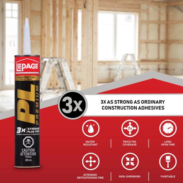 LEPAGE PL® PREMIUM® Construction Adhesive 3X Stronger 295 ml 4