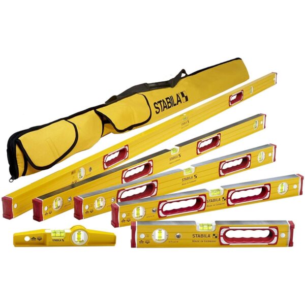 STABILA 6 Piece Level Set with 78",48", 32", 24", and16" levels plus a Torpedo level with Case 30025