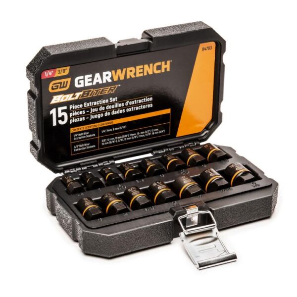 GEARWRENCH 15 Pc. 1/4&quot; &amp; 3/8&quot; Drive Bolt Biter™ Impact Extraction Socket Set 3