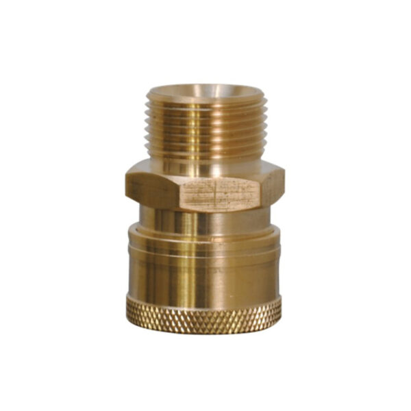 BE Pressure Washer Adaptor M22 Male x 3/8&quot; F Quick Coupler Brass 1