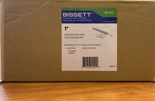 BISSETT Plastic Caps for Bostitch Cap Nailer N66BC-1 White, 2500 Caps/Box 2